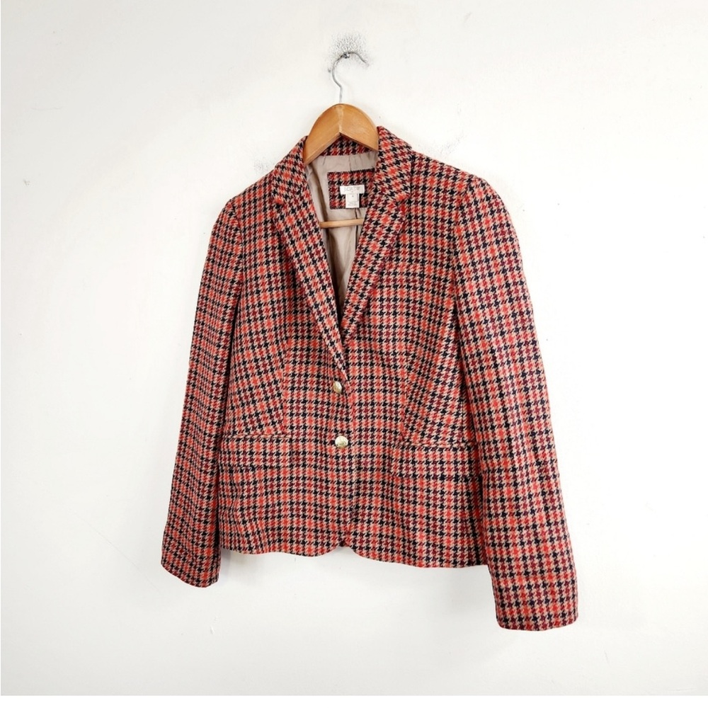 J.Crew Regent Blazer in Red
Houndstooth Size 8 J.Crew